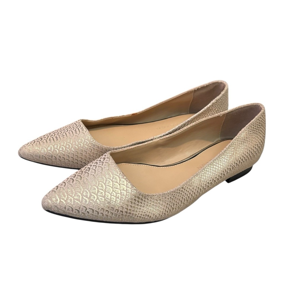 H by Halston Women's Metallic Embossed Python Flats-Lucille Size 7M